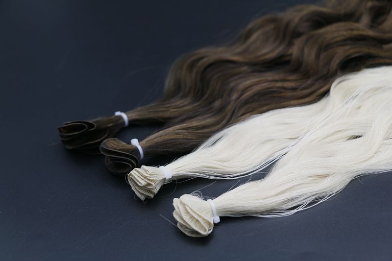 Natural wave curly virgin hair hand-tied wefts